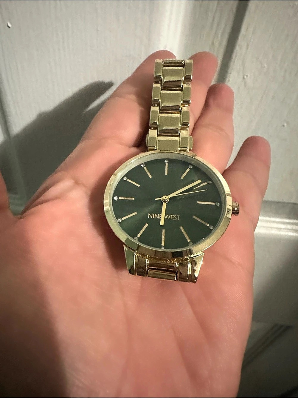 Nine West Gold-Tone Green Dial Watch